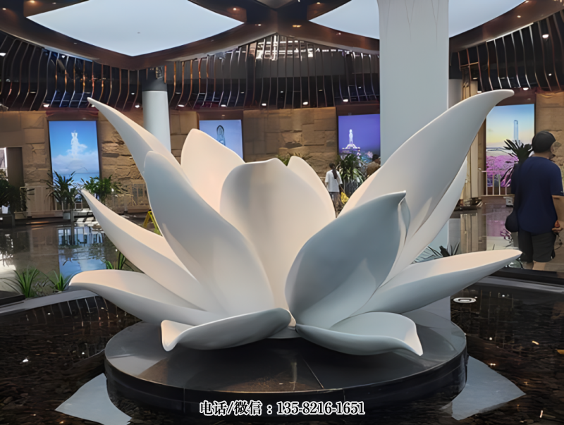 广场大厅景观植物摆件不锈钢荷花雕塑 广场大厅景观植物摆件不锈钢荷花雕塑